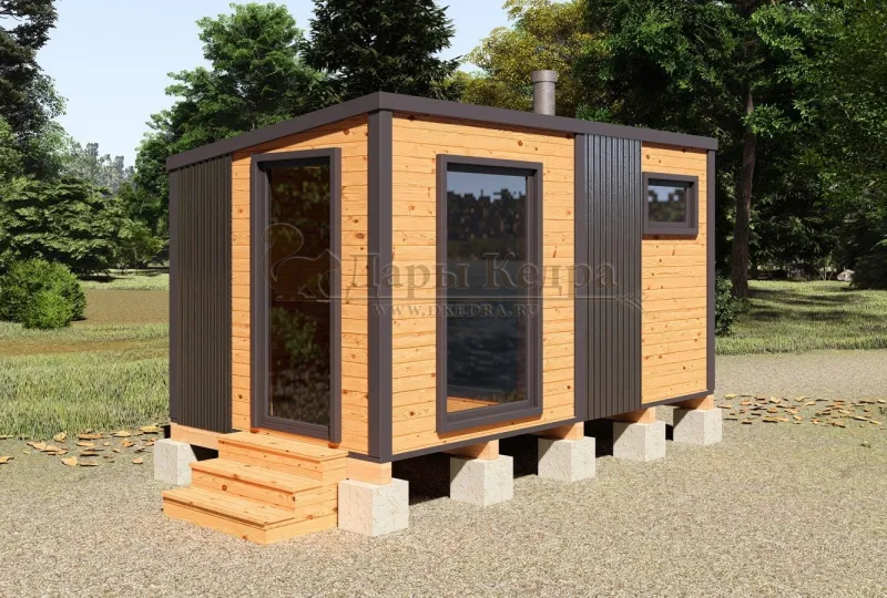 Каркасная баня «Лофт» из кедра 4х2,2 метра