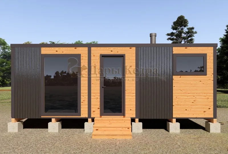 Каркасная баня «Лофт» из кедра 6х2,2 метра (вариант 2)