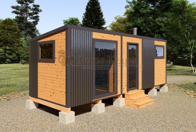 Каркасная баня «Лофт» из кедра 6х2,2 метра (вариант 2)